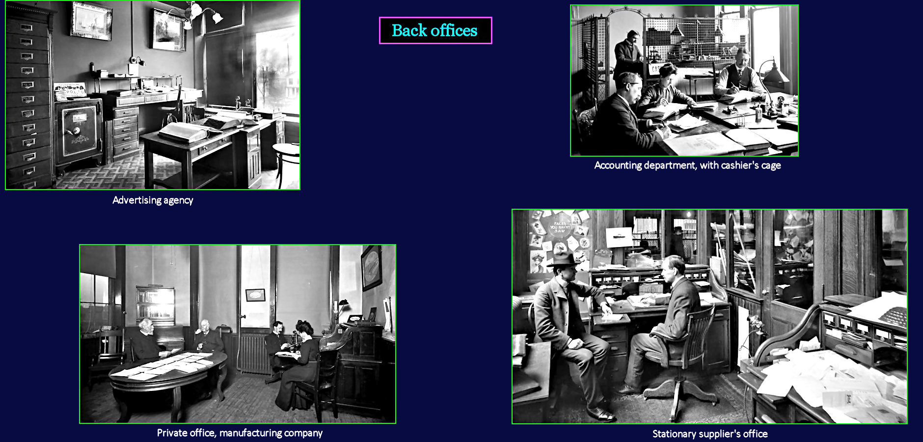 Business back offices, 1910